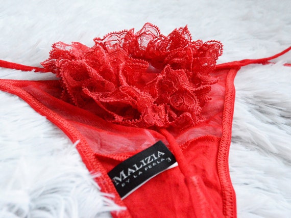 MALIZIA by LA PERLA woman red black fluffy sheer … - image 4