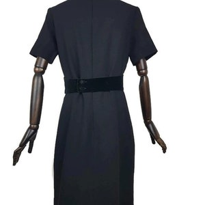 Vintage 70's Italian designer wool and velvet dress Uno and Una classy black dress. M. Italian Couture coctail dress. image 5