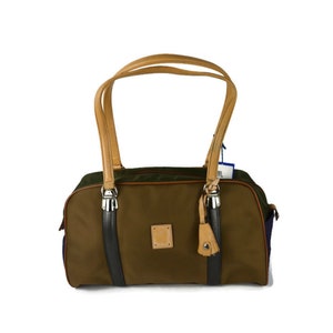 PIERO GUIDI deadstock woman linea bold brown blue canvas today&#39;s angels shoulder bag, colorful designer purse