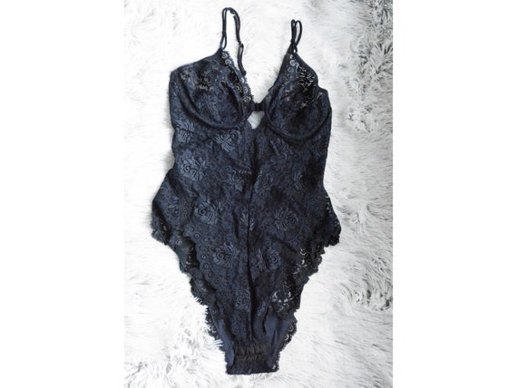 LA PERLA Woman Lace Flower Patterns Unpadded Body Suit, XL. Dark Blue Woman  Intimate Body Lingerie. Xl. -  Australia