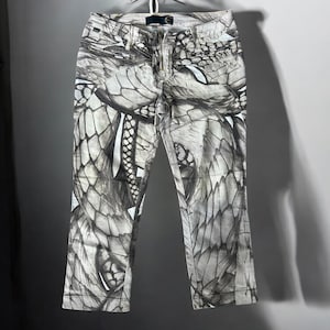 JUST CAVALLI y2k vintage graphic Capri Trousers - S. Roberto Cavalli designer pants for women.
