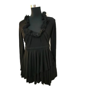Ermanno Scervino woman very soft stretchy black lace mesh irregular peplum top-M
