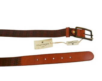 【関税送料込】☆COURREGES☆Belt with logo buckle COURREGES PARIS Deadstock Vintage Designer Belt, Leather