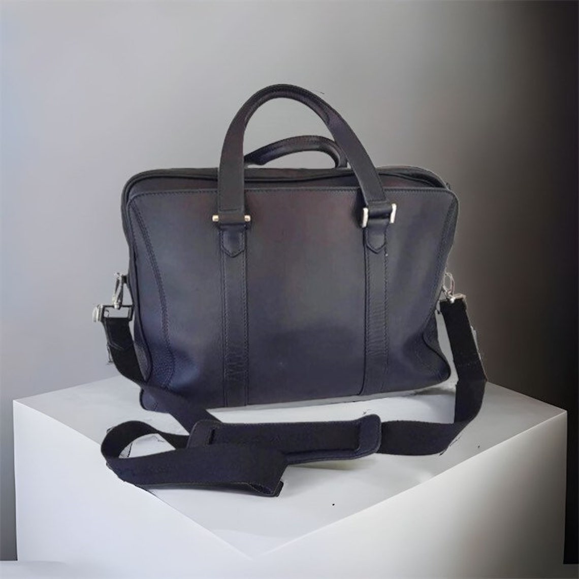 BVLGARI unisex leather business office leather two way shoulder bag, designer work bag, shoulder bag, foto 2 di 5