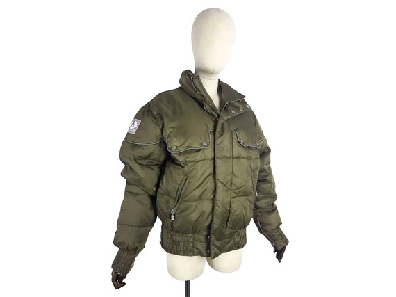 designer green puffer jacket