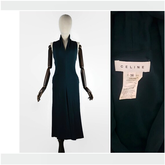 CELINE PARIS 70's dark turquoise open shoulders be