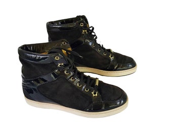 JIMMY CHOO high top black suede flat sneakers - us 6, uk 3, eu 35