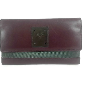PIERO GUIDI billetera vintage de piel con sobre vintage linea negrita verde burdeos para mujer