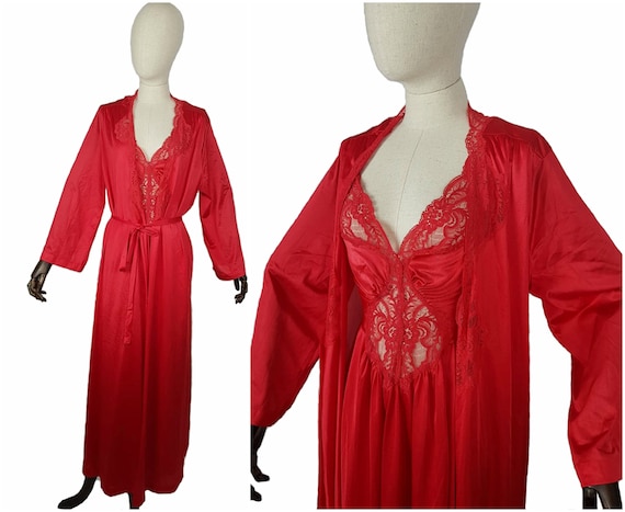 OLGA Vintage 70's nightgown 2 piece set robe sleep