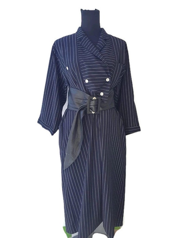 MAX MARA 80's ladies oversized navy striped doubl… - image 5