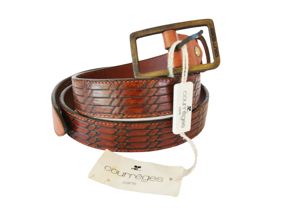 Buy COURREGES PARIS Deadstock Vintage Designer Belt, Leather Woven 