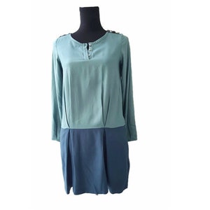 CHLOE Damen modernen Schnitt fiel Taille Seitentaschen blau und türkis Schulter Stein Verschönerung Kleid, italienische Designer Kleid