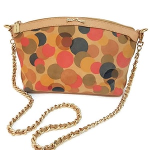 GILDA TONELLI donna catena dorata colorata incredibile pop di colori borsa a tracolla beige in pelle scamosciata borsa da sera