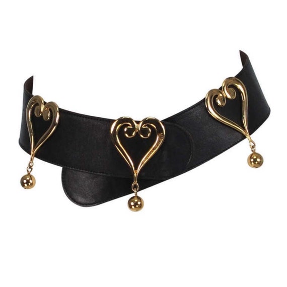 MOSCHINO REDWALL 80's gold heart shapped teardrop… - image 1