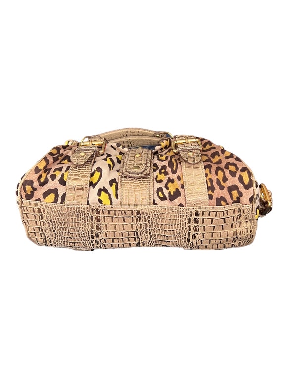 BLUGIRL BLUMARINE ハンドバッグ Blugirl Blumarine Black Canvas Snake Embossed Leather Trim