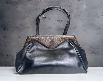 VALENTINO ORLANDI borsa a mano in pelle oro e nera vintage anni Borsa  di design