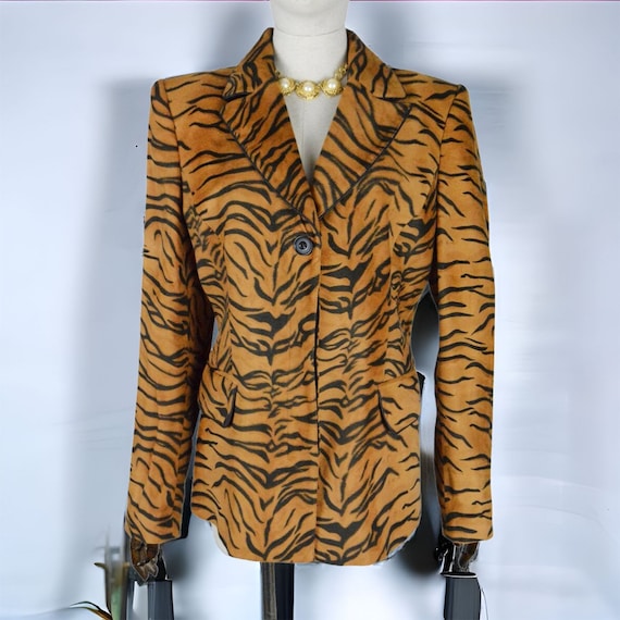 MARIA GRAZIA SEVERI woman leopard print sweet brown velvet Italian designer jacket casual blazer jacket. M