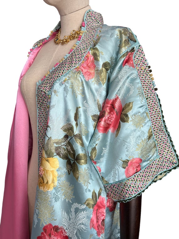 Vintage 60's Moroccan heavy silk flower pattern b… - image 5