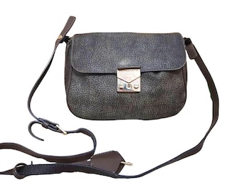 BORBONESE padlock leather shoulder small cross body bag, Italian designer purse