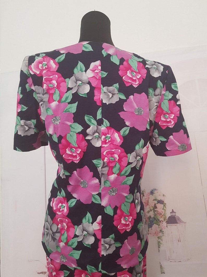 Vintage 80/'s Luisa Spagnoli Italian Designer floral skirt jacket 2 piece matching set suit eu 44 uk 14 Us 10 Sale