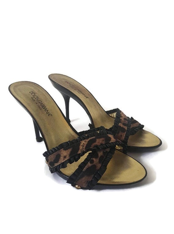 GABBANA ladies leopard print heels slip 