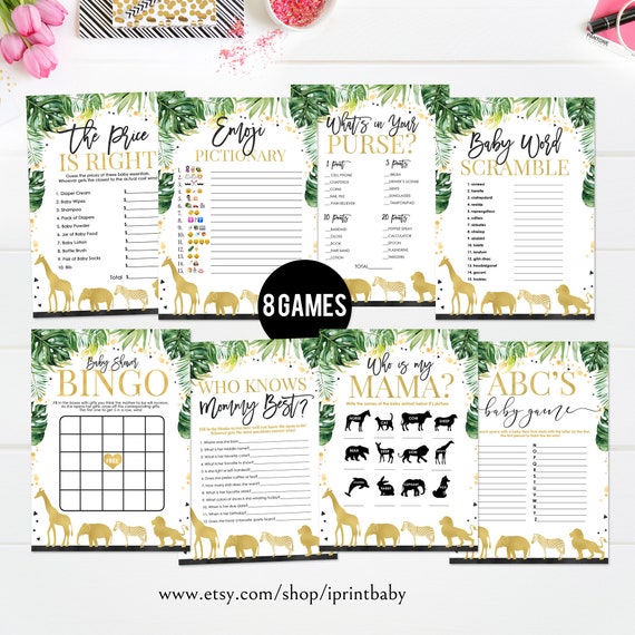 Jungle Baby Shower Games Bundle Gold Baby Shower Game Etsy Jungle Baby Shower Games Bundle Gold Baby Shower Game Etsy