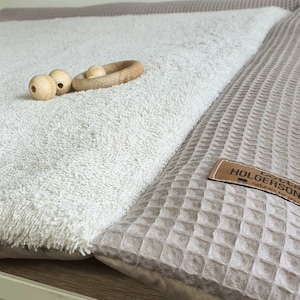 WICKELAUFLAGE WICKELTISCHAUFLAGE Wickelunterlage Waffelpique FROTTEE taupe beige