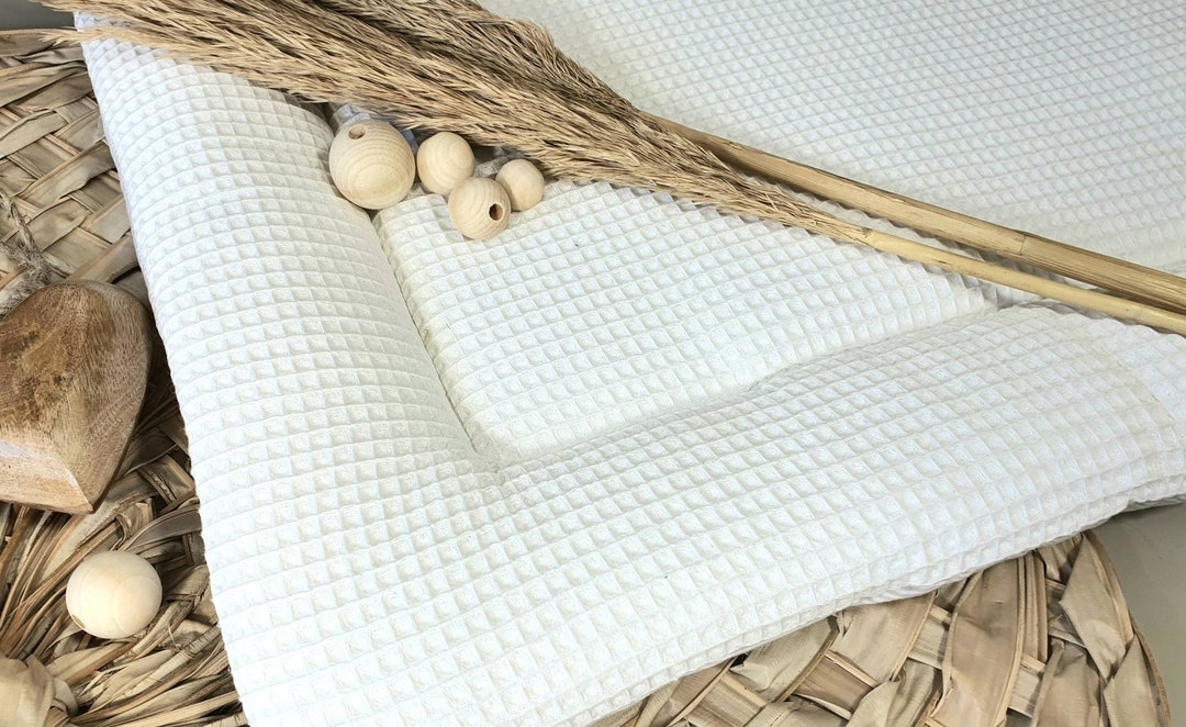 Waffle Pique Playpen Insertion Baby Blanket Playing Blanket Customizable With Name ALTWEISS ECRU