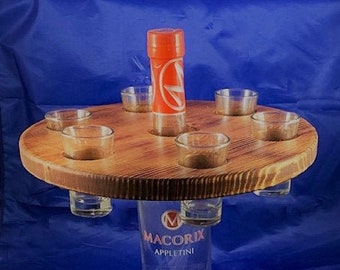 Shot Glass Caddy- man cave decor-man cave barware- gifts for him- bar accessory- wooden shot glass caddy- barware