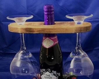 Wine Glass Holder- Wine Caddy- Wine Lover Gift- Wine Butler- Wedding gift idea- Wooden Wine Caddy