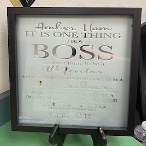 Going Away Gift, Congratulations Gift, Retirement Gift, Gift for your Boss, Gift for her, Gift for him, Mirror, etched glass, framed gift