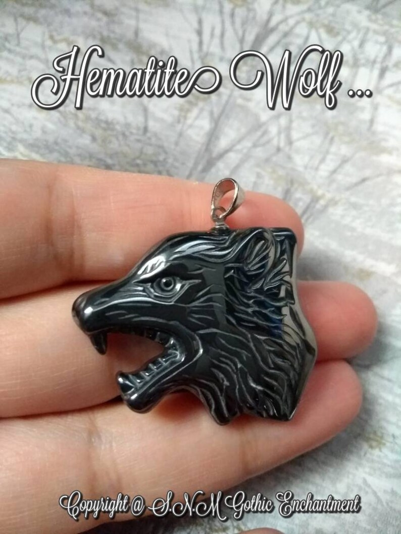 Christmas,Thanksgiving Gift,Hematite Wolf Pendant Wolf Spiritual Necklace Spirit Animal Wolves,Gothic Enchantment