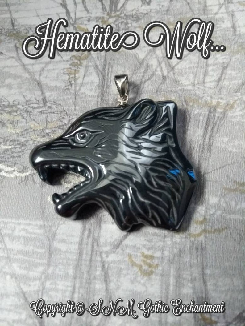 Christmas,Thanksgiving Gift,Hematite Wolf Pendant Wolf Spiritual Necklace Spirit Animal Wolves,Gothic Enchantment