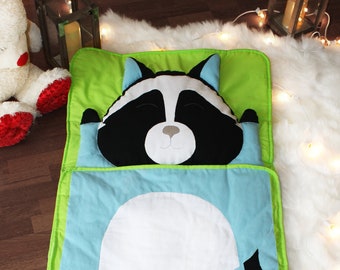 Raccoon sleeping bag for kids