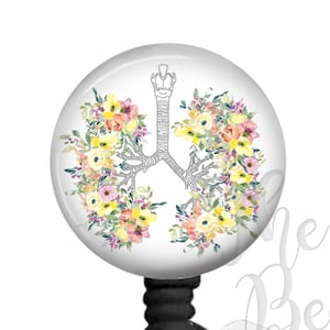 Respiratory Therapist Badge Reel, Respiratory Therapist Gift, Retractable ID Badge Holder, Nurse Badge Reel, Badge Clip, Floral Lung Badge