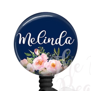 Nurse Badge Reel, Custom Floral Retractable ID Holder, Cute Personalized Name Badge, Pretty ID Badge Clip, Name Tag Holder, Nurse Gift, Clip