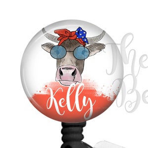 Nurse Badge Reel, Custom Cow Retractable ID Holder, Rustic Personalized Name Badge, Pretty ID Badge Clip, Name Tag Holder, Nurse Gift