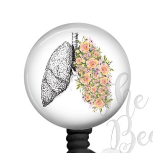 Respiratory Therapist Badge Reel, Respiratory Therapist Gift, Retractable ID Badge Holder, Nurse Badge Reel, Badge Clip, Floral Lung Badge