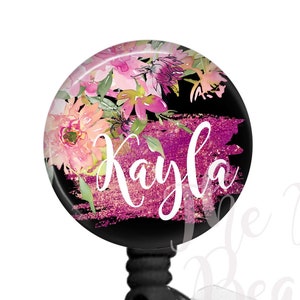 Nurse Badge Reel, Custom Floral Retractable ID Holder, Cute Personalized Name Badge, Pretty ID Badge Clip, Name Tag Holder, Nurse Gift, Clip