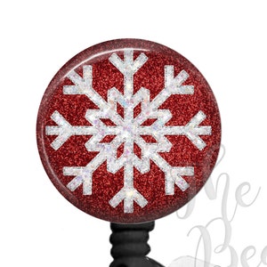 Christmas Nurse Badge Reel, Snowflake Retractable ID Badge, Badge Clip, Lanyard, Badge Pull, Name Badge Holder, Stocking Stuffer, Christmas