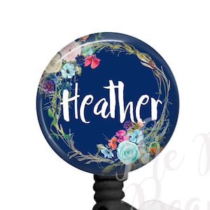 Nurse Badge Reel, Custom Floral Retractable ID Holder, Cute Personalized Name Badge, Pretty ID Badge Clip, Name Tag Holder, Nurse Gift