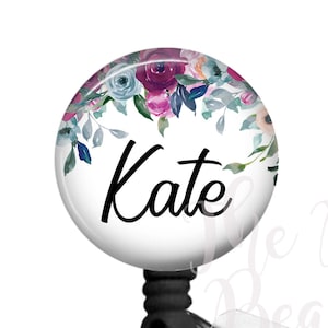 Nurse Badge Reel, Custom Floral Retractable ID Holder, Cute Personalized Name Badge, Pretty ID Badge Clip, Name Tag Holder, Nurse Gift, Clip