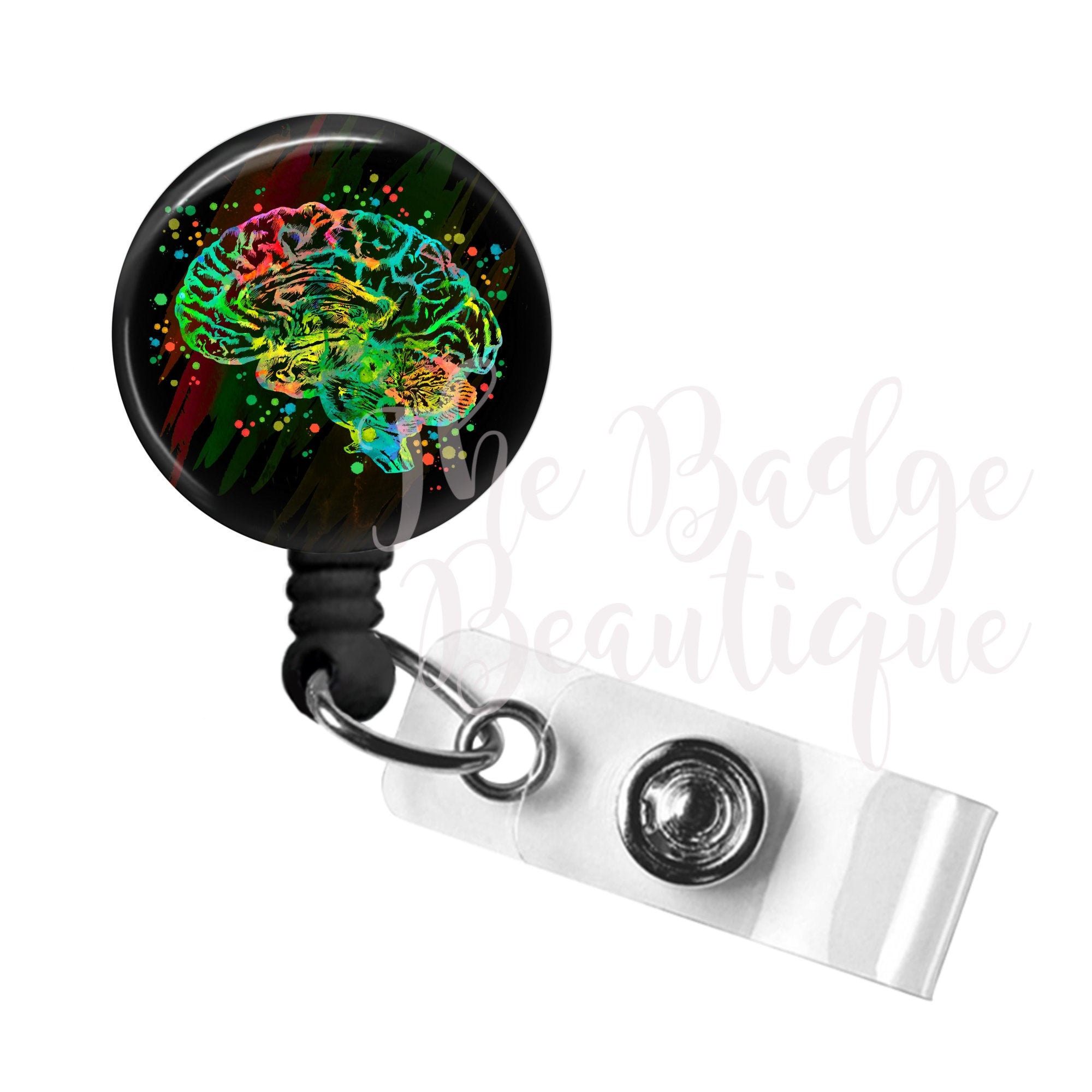 Art Brain ID Badge Reel Holder Clip Holder Retractable Nurse Cute RN Medical Art Brain ID Badge Reel Holder Clip Holder Retractable Nurse Cute RN Medical