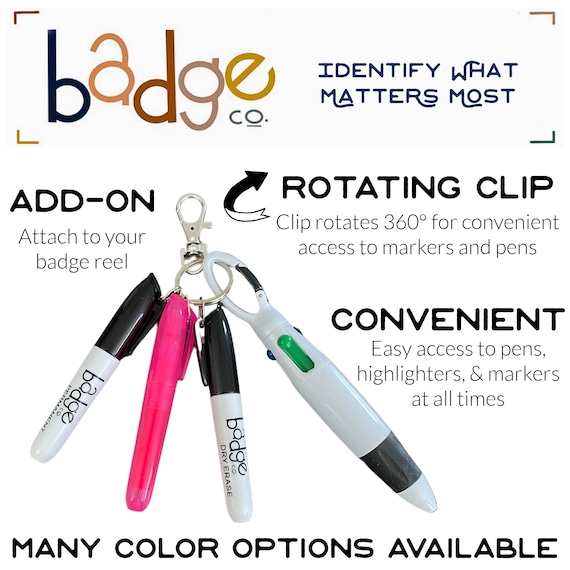 Badge Reel Accessories, Mini Pen, Keychain, Nurse Lanyard, Mini Highlighter,  Dry Erase Marker, Permanent Marker, Nurse Gift, RN, Doctor, PA -   Denmark