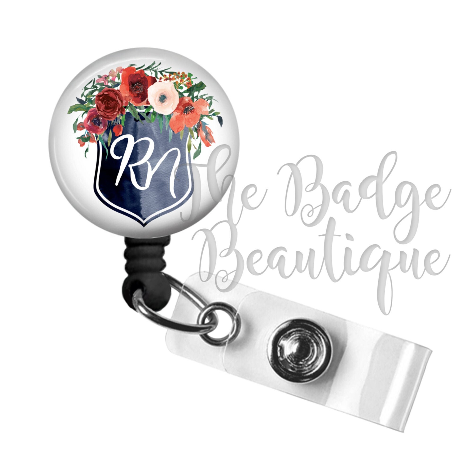 Custom Retractable Badge Holder Reel with Clip Nylon Cord Personalized  Metal ID Badge Reel with Belt Clip Key Ring Medical MD RN Nurse Badge ID  Office