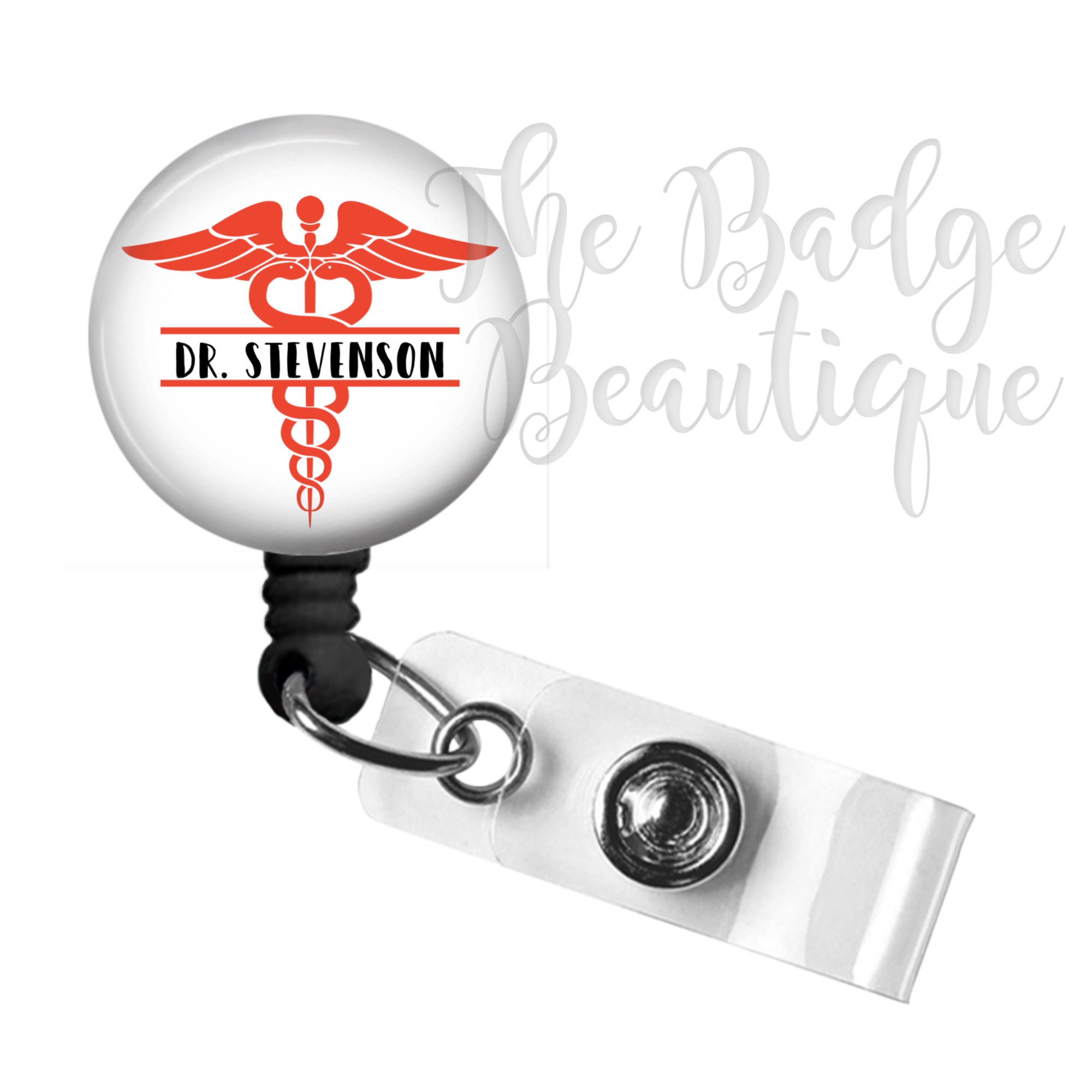 PA Caduceus & Flower Retractable ID Badge Reel • Physicians Assistant Gift,  PA Gifts, PA Graduation • Swapfinity