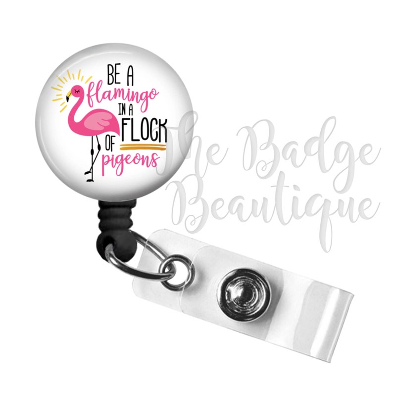 Flamingo Retractable ID Badge Holder ID Badge Clip Gift for RN Nurse Badge Reel Cute Badge Reel Name Tag Holder Name Badge Holder