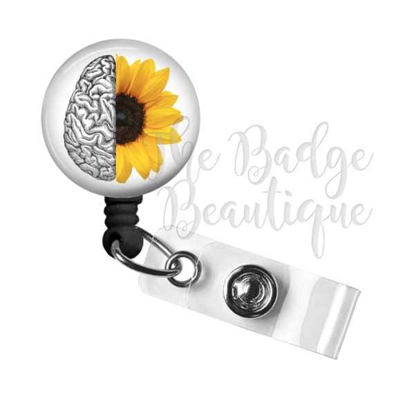Sunflower Badge Reel, Nurse Brain Badge Reel, Retractable ID Badge, Neuro  Nurse Badge ID Clip, Nurse Gift, Floral Brain Name Tag Holder -   Australia