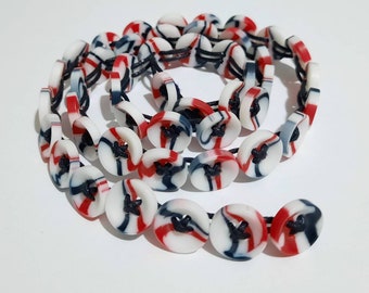 Handmade Button Bracelet: Red, White, and Blue Button Jewelry
