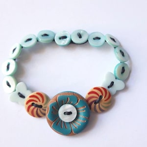 Blue Button bracelet /StAnaButton /Button Jewelry/ Handmade Bracelet/ Button craft/ Batton Art